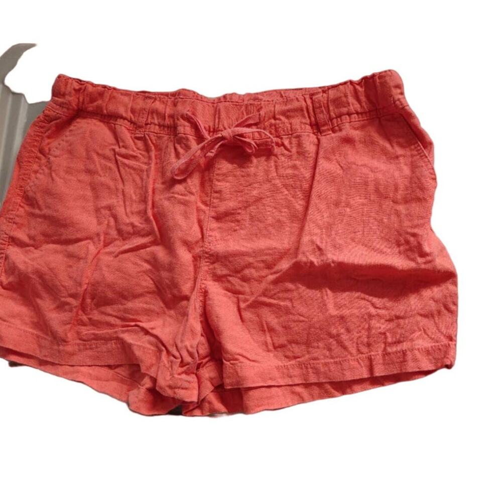 Cato Shorts Casual Linen Blend Drawstring Pull on Sz Large Coral